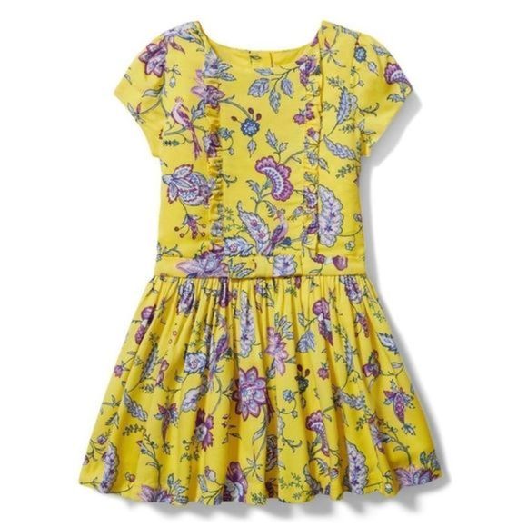 𝅺janie and‎ Jack Aurora Floral Ruffle Yellow And Purple Dress Sz 6-12 Months - Picture 1 of 8